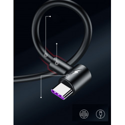 Cable Chargeur Ultra Rapide 1m Type C 90° pour Smartphone Android Very Fast Charge 5A (NOIR)