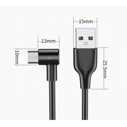 Cable Chargeur Ultra Rapide 1m Type C 90° pour Smartphone Android Very Fast Charge 5A (NOIR)