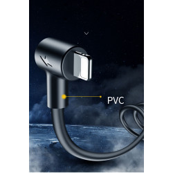 Cable Chargeur Ultra Rapide 1m 90° pour IPHONE Ligthning Very Fast Charge 3A (NOIR)