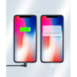 Cable Chargeur Ultra Rapide 1m 90° pour IPHONE Ligthning Very Fast Charge 3A (NOIR)