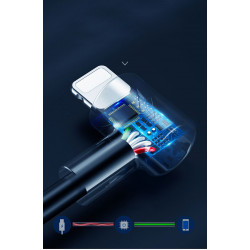 Cable Chargeur Ultra Rapide 1m 90° pour IPHONE Ligthning Very Fast Charge 3A (NOIR)