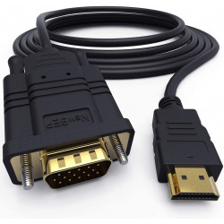 Cable HDMI Male Vers VGA Male Adaptateur Gold FULL HD PC Ecran 1080p (NOIR)