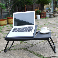 Support Lit Effet Bois pour Mac et PC Table Reglable Pliable Canape
