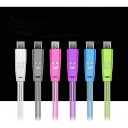 Cable Smiley Micro USB pour Smartphone LED Lumière Android Chargeur USB Connecteur