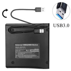 Lecteur/Graveur CD-DVD-RW USB 3.0 pour PC Branchement Portable Externe (NOIR)