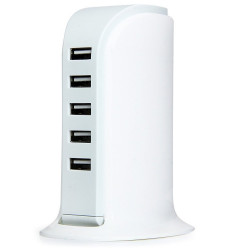 Hub Tour 5 ports USB 2.0 pour Mac et PC Multi-prises Adaptateur (BLANC)