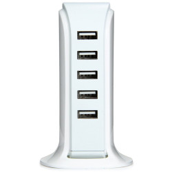 Hub Tour 5 ports USB 2.0 pour Mac et PC Multi-prises Adaptateur (BLANC)