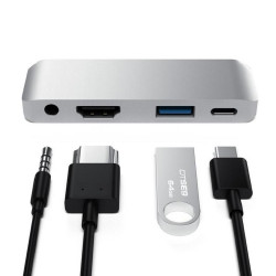 Adaptateur 4 en 1 Type C pour Mac Femelle HDMI Jack USB (ARGENT)