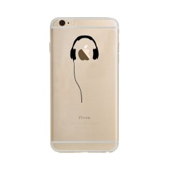 Coque Silicone IPHONE 6/6S Casque Fun APPLE Ecouteurs Pomme Musique Transparente Protection Gel Souple