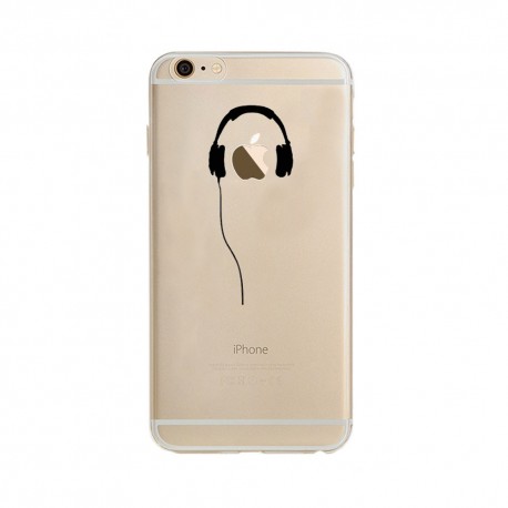 Coque Silicone IPHONE 6/6S Casque Fun APPLE Ecouteurs Pomme Musique Transparente Protection Gel Souple