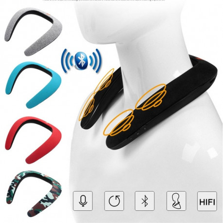 Enceinte Epaule pour Smartphone Musique Sans Fil Cou Bluetooth (NOIR)
