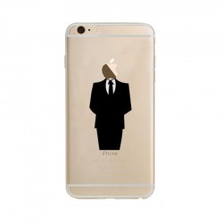 Coque Silicone IPHONE 6/6S Costume Fun APPLE Homme D'affaire Classe 007 Pomme Transparente Protection Gel Souple
