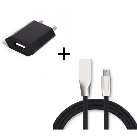 Pack Chargeur pour Smartphone Micro-USB (Cable Fast Charge + Prise Secteur Couleur USB) Android