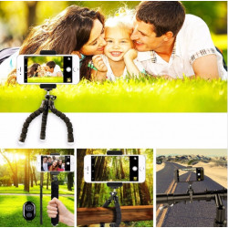 Mini Trepied avec Telecommande pour Smartphone et Appareil photo Android IOS Réglable Sans Fil Bluetooth Bouton