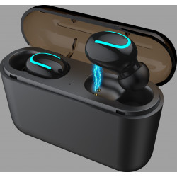Ecouteurs Bluetooth Avec Boitier de Charge pour Smartphone Sans Fil INTRA-AURICULAIRE Waterproof (NOIR)