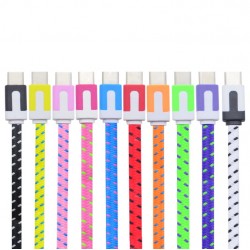 Câble Noodle Type C Pour Smartphone Chargeur Android USB 1,5m Connecteur Tréssé