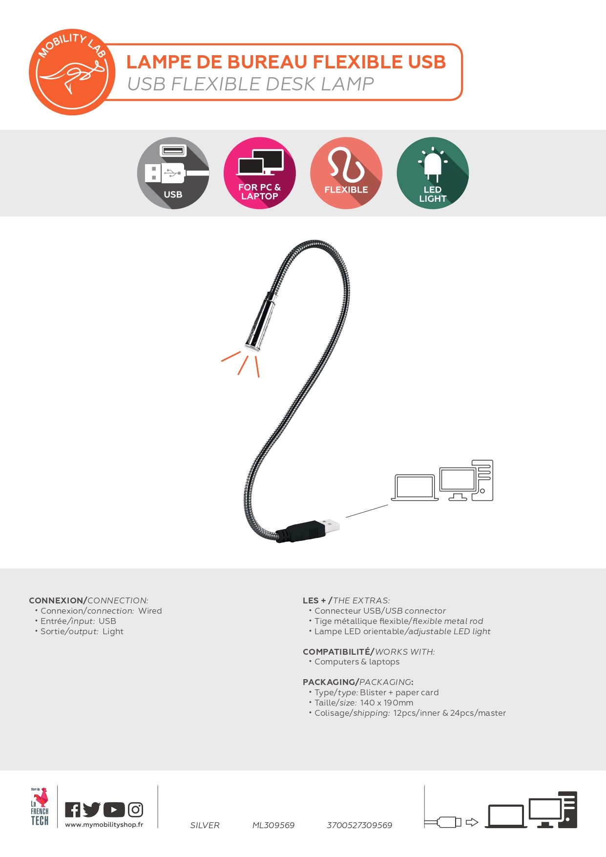 MOBILITY LAB Microphone Basic pour PC et MAC prise Jack Microphone